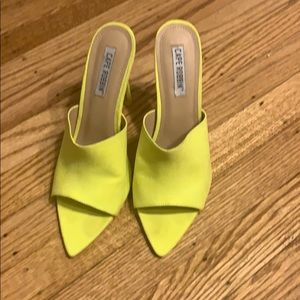 Never-Worn Neon Green Fenty-Style High Heel Mules